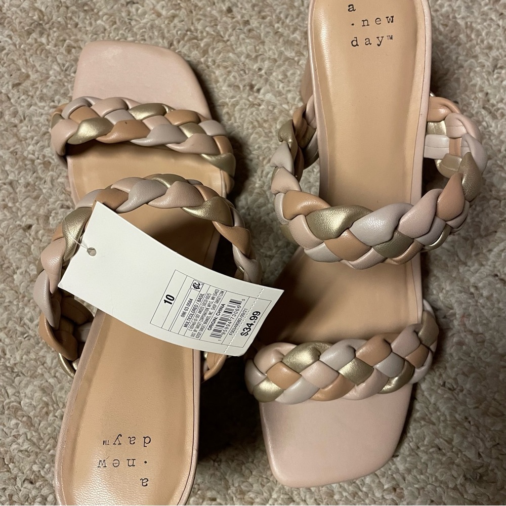 🆕 Multicolor Metallic Braid Round Heel / Size 10 - Picture 5 of 6